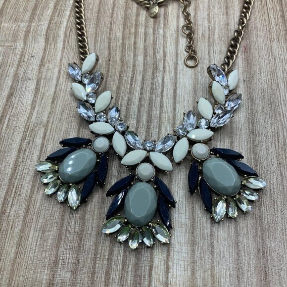 J. Crew Crystals Gold Tone Clusters Necklace - Picture 1 of 8